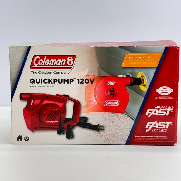 Coleman Quick Air Pump 120V Electric Inflate Deflate Fast Airbeds Camping Gear - Picture 2 of 10